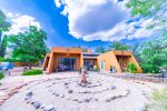 The labyrinth in the yard can provide a central focal point for meditation